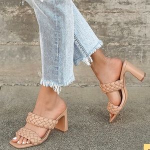 Lulus Louella Light Nude Braided High Heel Sandal